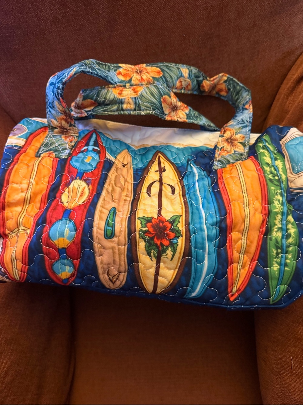 Quilted Surfboard Travel Tote SET- Blue Multi